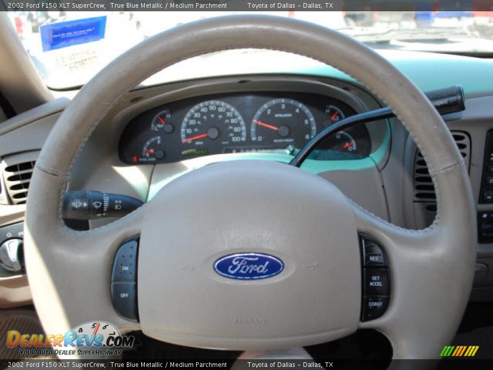 2002 Ford F150 XLT SuperCrew True Blue Metallic / Medium Parchment Photo #17