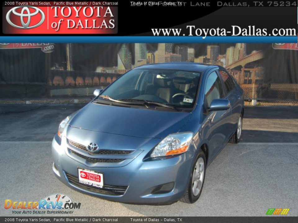 2008 Toyota Yaris Sedan Pacific Blue Metallic / Dark Charcoal Photo #1