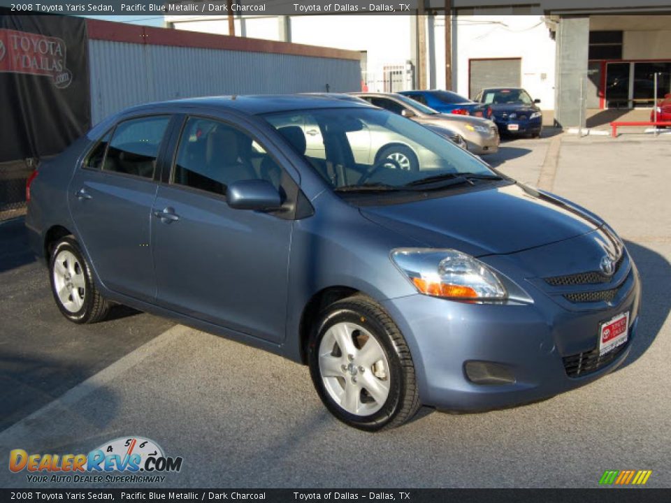2008 Toyota Yaris Sedan Pacific Blue Metallic / Dark Charcoal Photo #3