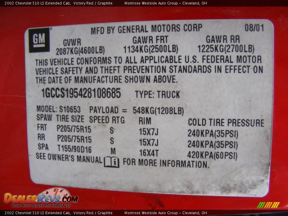 2002 Chevrolet S10 LS Extended Cab Victory Red / Graphite Photo #28