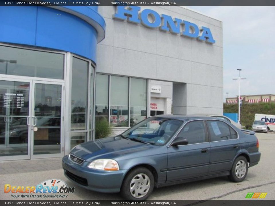 1997 Honda Civic LX Sedan Cyclone Blue Metallic / Gray Photo #1