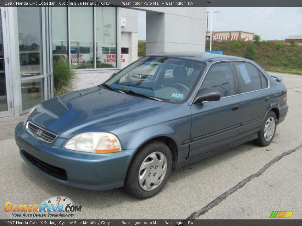 1997 Honda Civic LX Sedan Cyclone Blue Metallic / Gray Photo #2