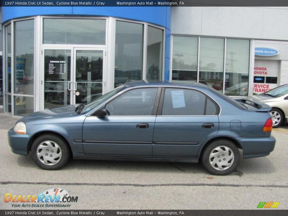 1997 Honda Civic LX Sedan Cyclone Blue Metallic / Gray Photo #3