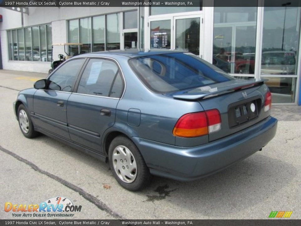 1997 Honda Civic LX Sedan Cyclone Blue Metallic / Gray Photo #4