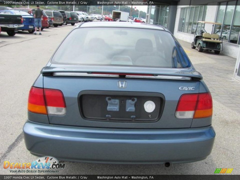 1997 Honda Civic LX Sedan Cyclone Blue Metallic / Gray Photo #5