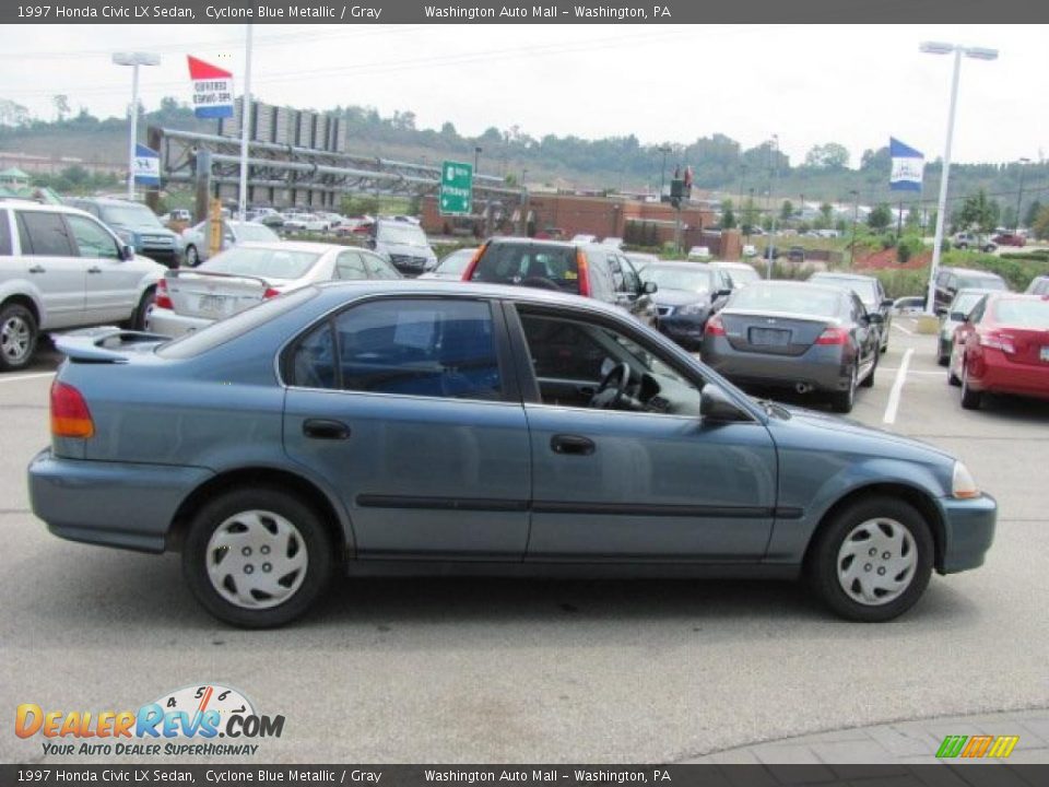 1997 Honda Civic LX Sedan Cyclone Blue Metallic / Gray Photo #8