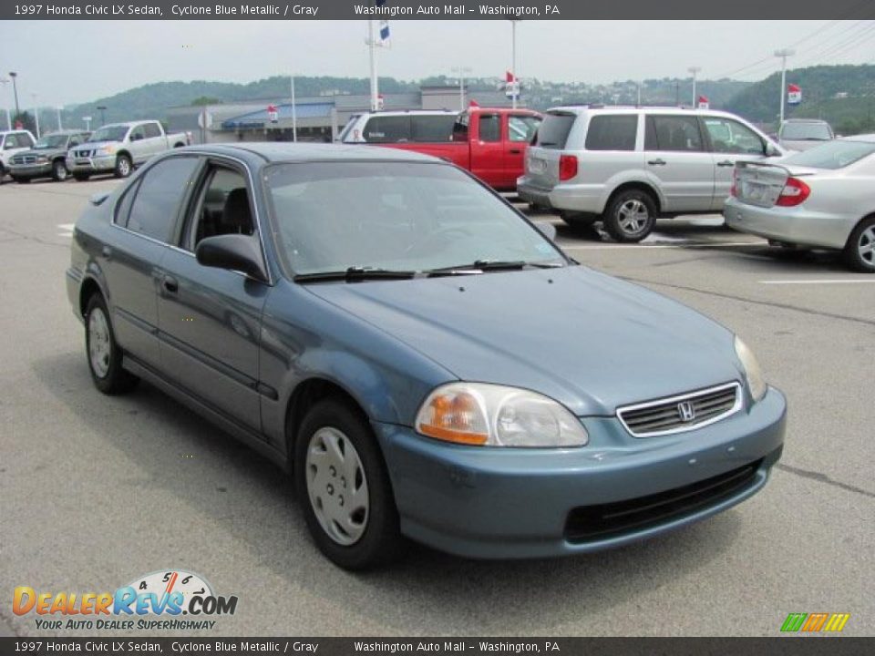 1997 Honda Civic LX Sedan Cyclone Blue Metallic / Gray Photo #9