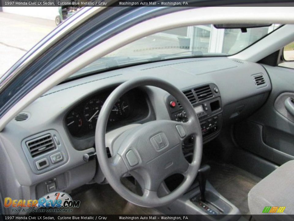 1997 Honda Civic LX Sedan Cyclone Blue Metallic / Gray Photo #13