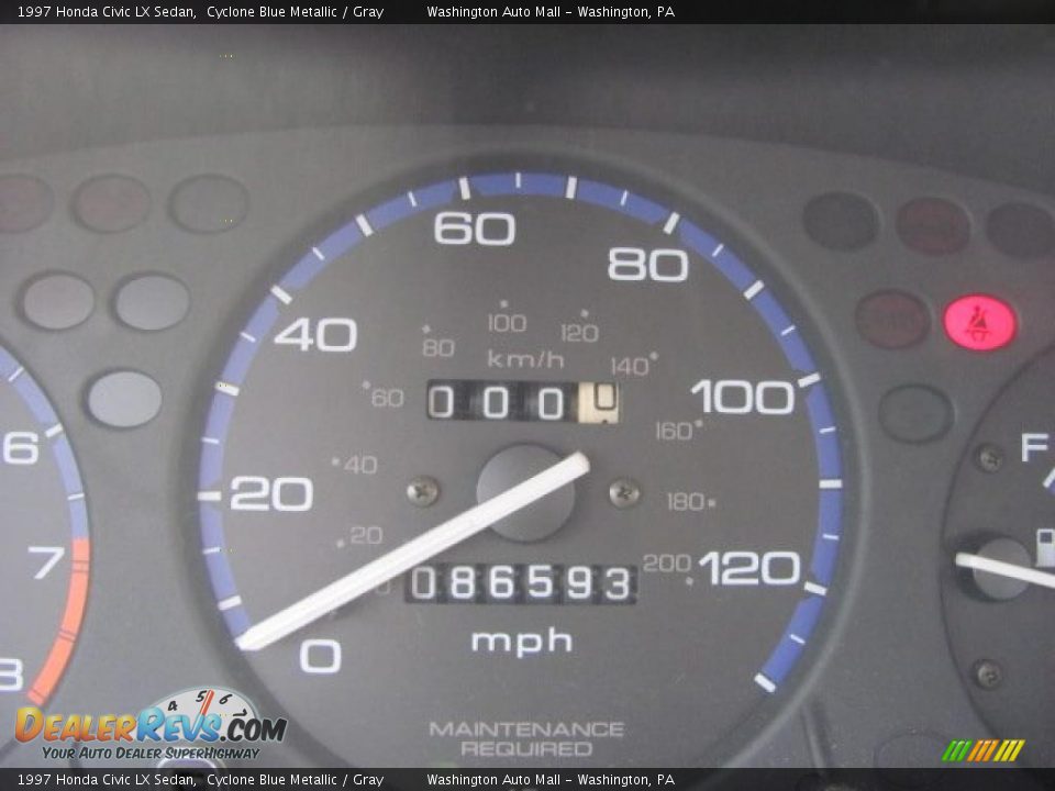 1997 Honda Civic LX Sedan Cyclone Blue Metallic / Gray Photo #20