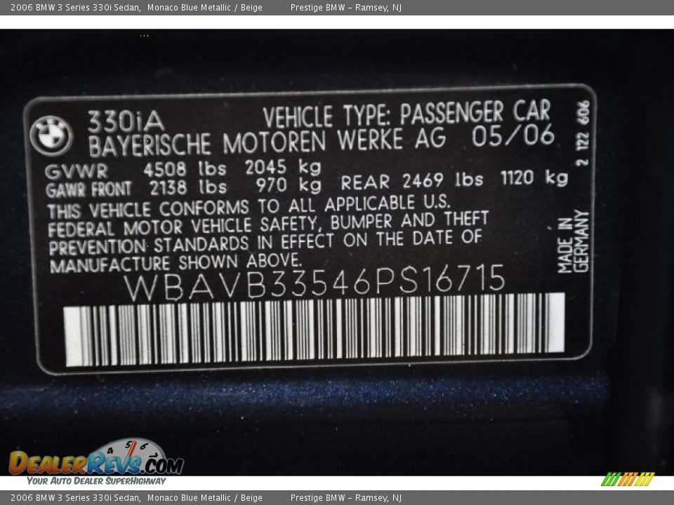2006 BMW 3 Series 330i Sedan Monaco Blue Metallic / Beige Photo #15