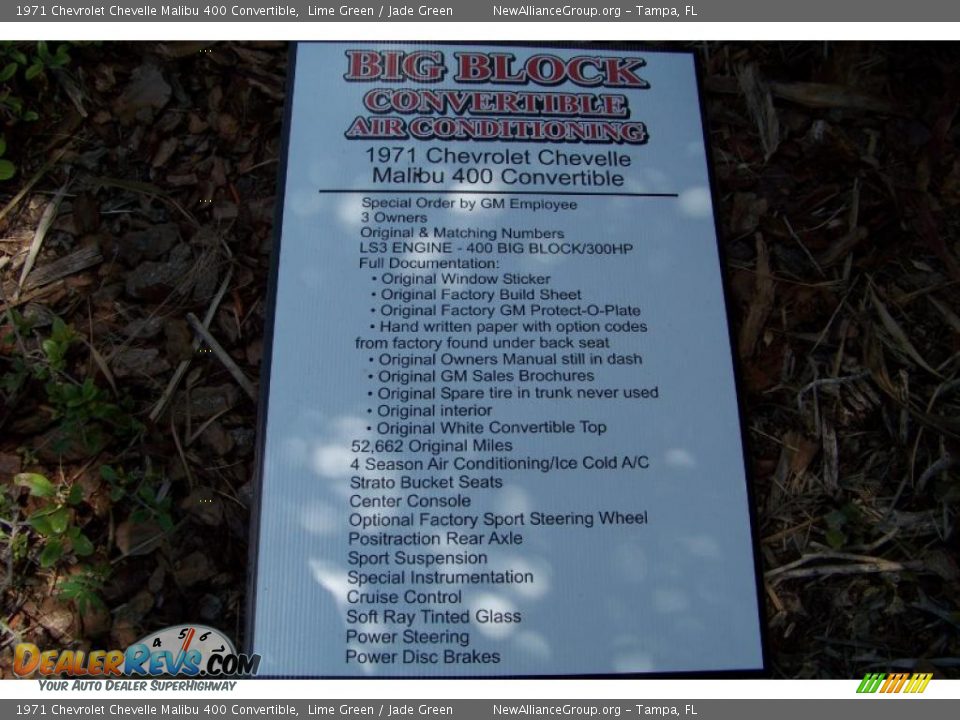 1971 Chevrolet Chevelle Malibu 400 Convertible Lime Green / Jade Green Photo #1