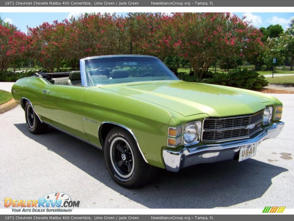 1971 Chevrolet Chevelle Malibu 400 Convertible Lime Green / Jade Green Photo #9