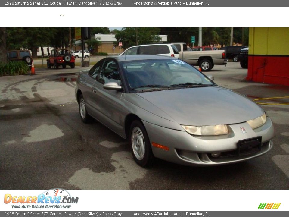 1998 Saturn S Series SC2 Coupe Pewter (Dark Silver) / Black/Gray Photo #1
