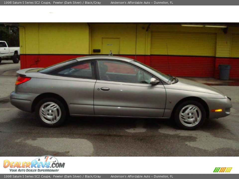 1998 Saturn S Series SC2 Coupe Pewter (Dark Silver) / Black/Gray Photo #2