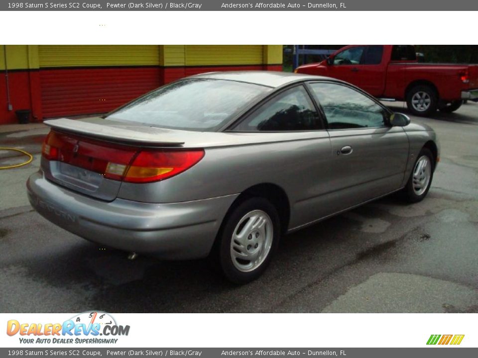 1998 Saturn S Series SC2 Coupe Pewter (Dark Silver) / Black/Gray Photo #3