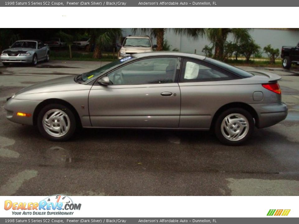 1998 Saturn S Series SC2 Coupe Pewter (Dark Silver) / Black/Gray Photo #6