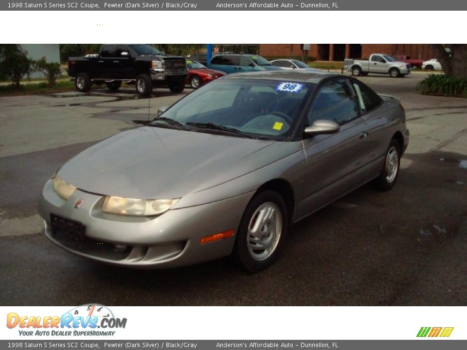 1998 Saturn S Series SC2 Coupe Pewter (Dark Silver) / Black/Gray Photo #7