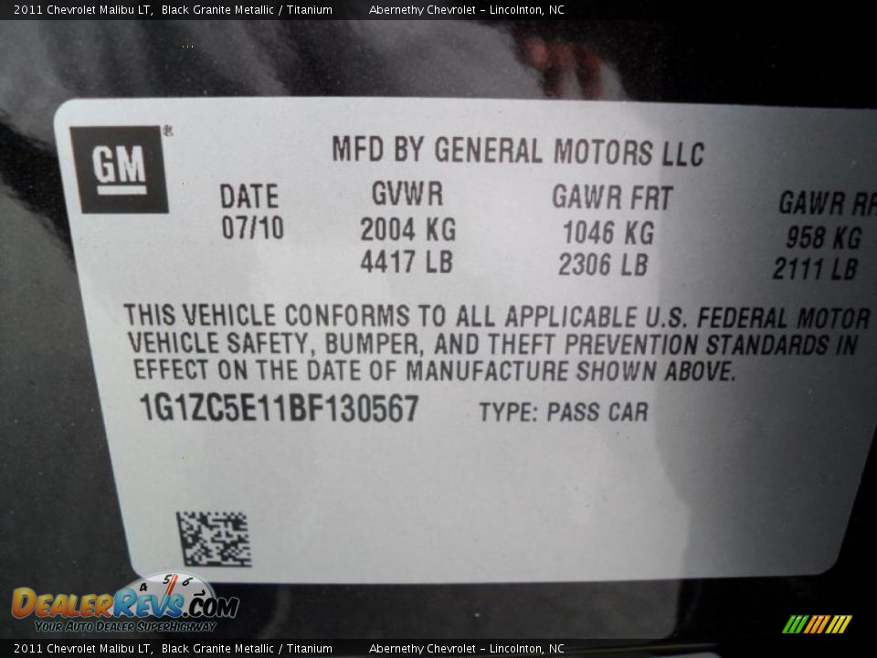 2011 Chevrolet Malibu LT Black Granite Metallic / Titanium Photo #6