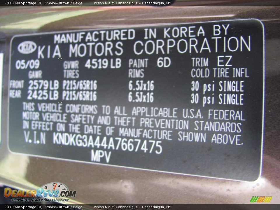 2010 Kia Sportage LX Smokey Brown / Beige Photo #30