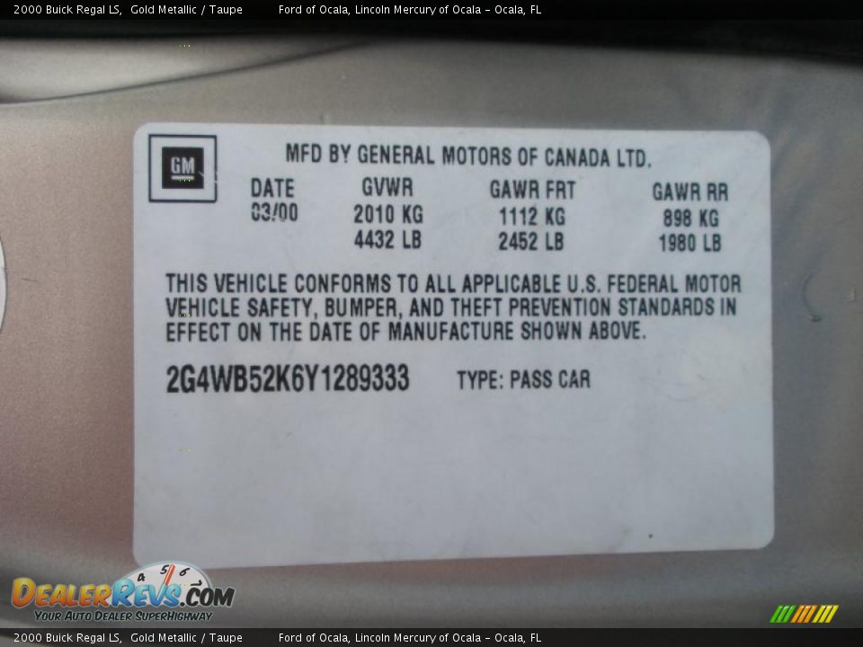 2000 Buick Regal LS Gold Metallic / Taupe Photo #25