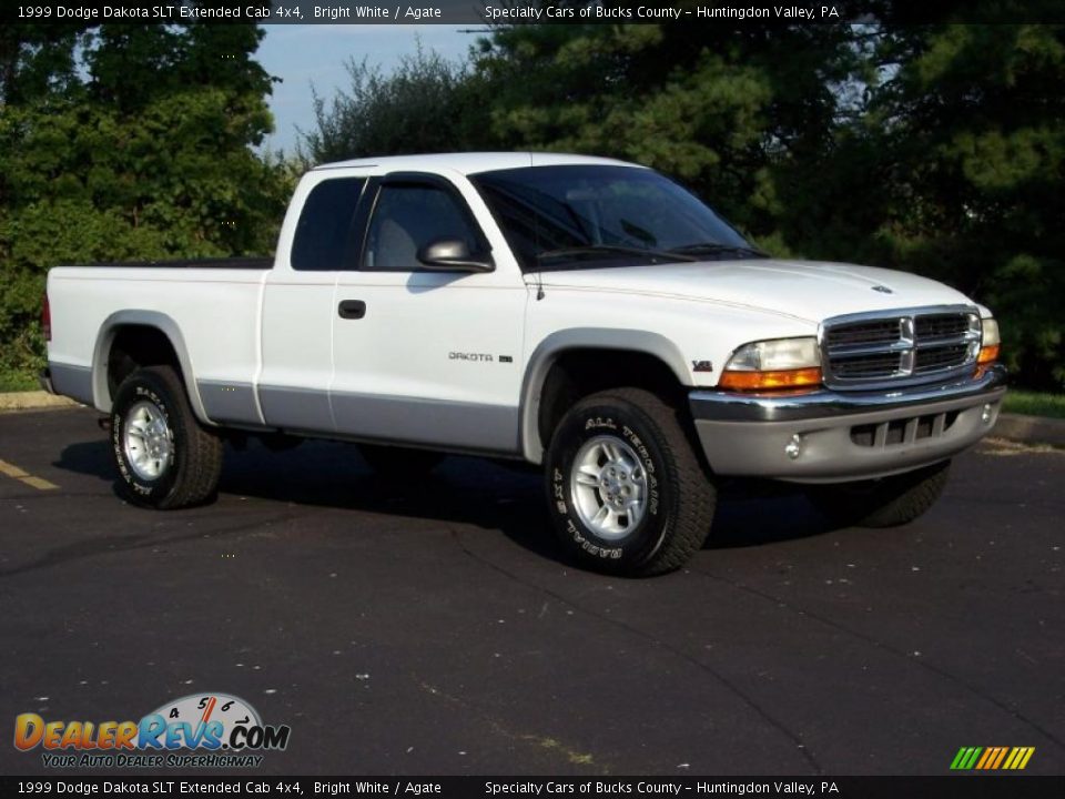 1999 Dodge Dakota SLT Extended Cab 4x4 Bright White / Agate Photo #1