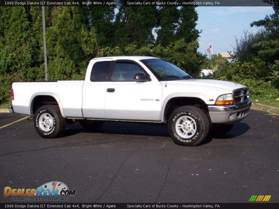 1999 Dodge Dakota SLT Extended Cab 4x4 Bright White / Agate Photo #2