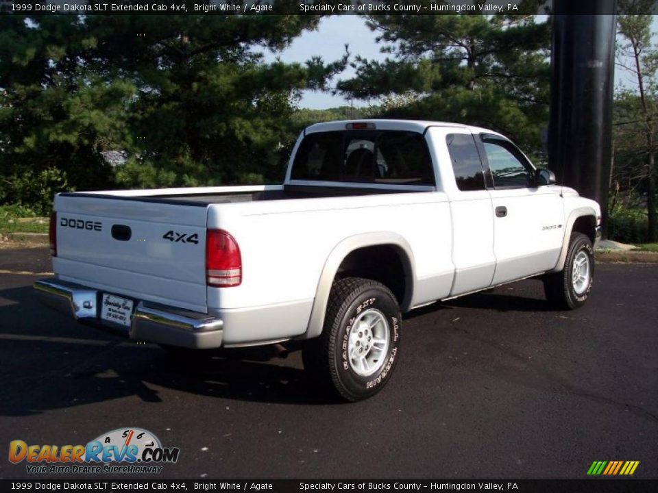 1999 Dodge Dakota SLT Extended Cab 4x4 Bright White / Agate Photo #7