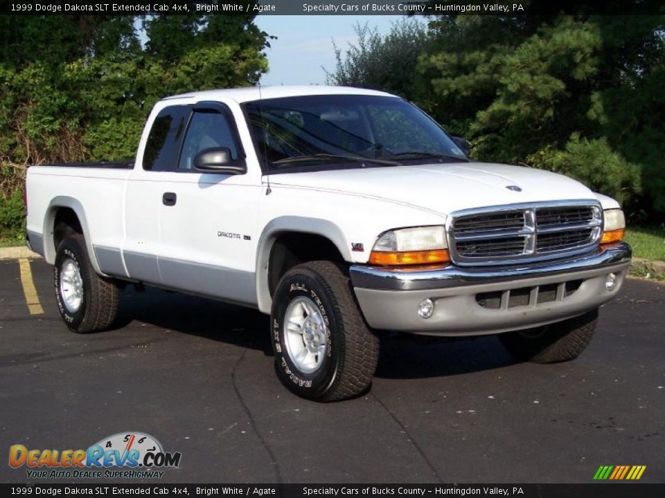 1999 Dodge Dakota SLT Extended Cab 4x4 Bright White / Agate Photo #10