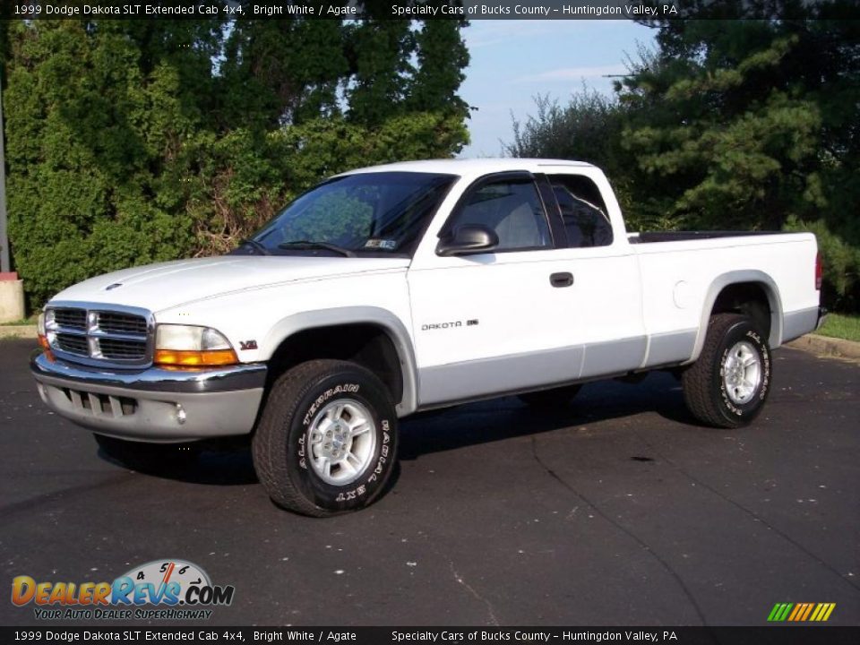 1999 Dodge Dakota SLT Extended Cab 4x4 Bright White / Agate Photo #12