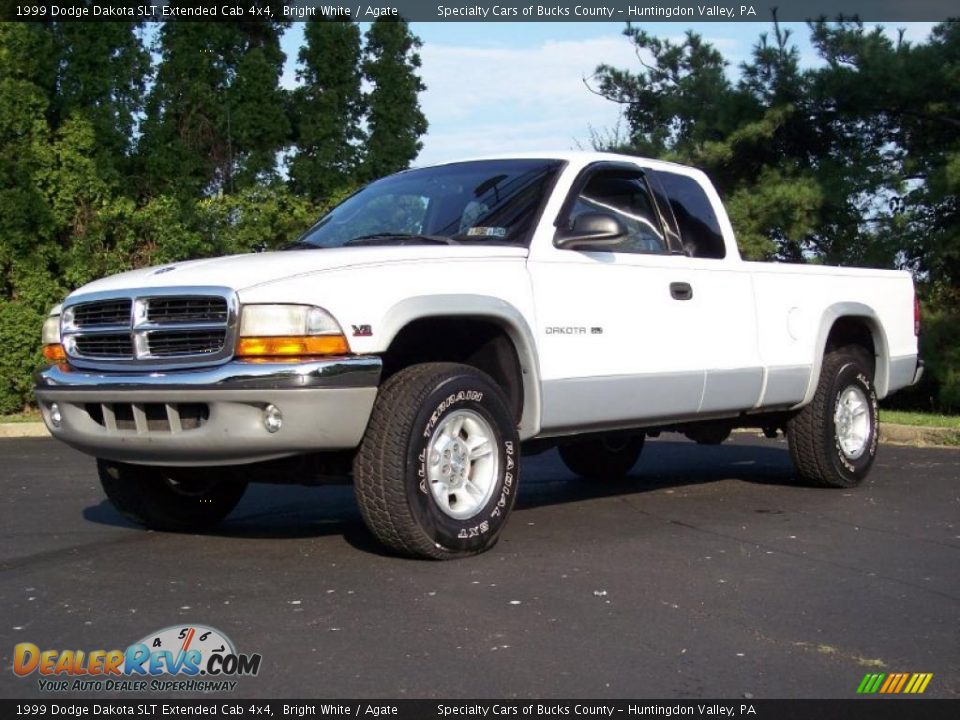 1999 Dodge Dakota SLT Extended Cab 4x4 Bright White / Agate Photo #13