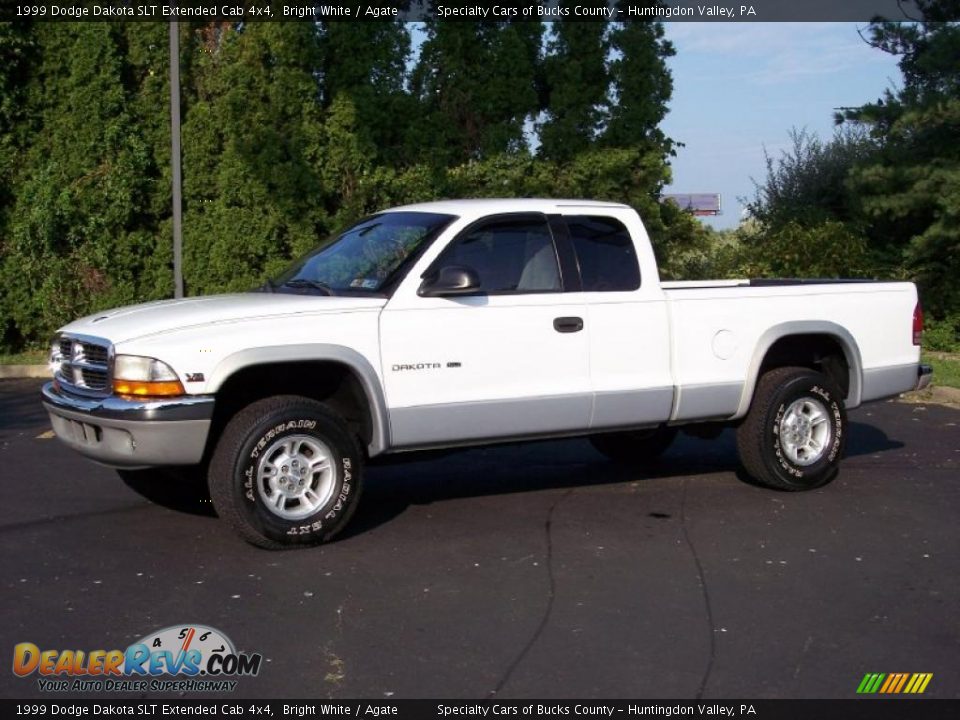 1999 Dodge Dakota SLT Extended Cab 4x4 Bright White / Agate Photo #14