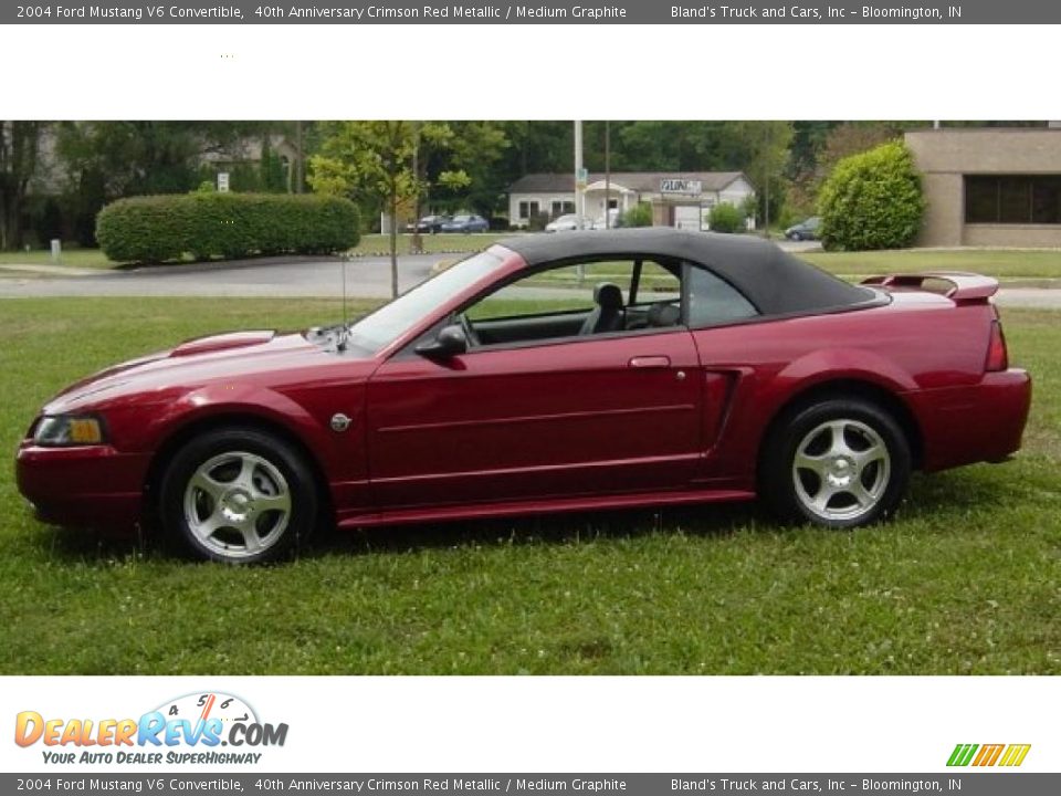 2004 Ford Mustang V6 Convertible 40th Anniversary Crimson Red Metallic / Medium Graphite Photo #2