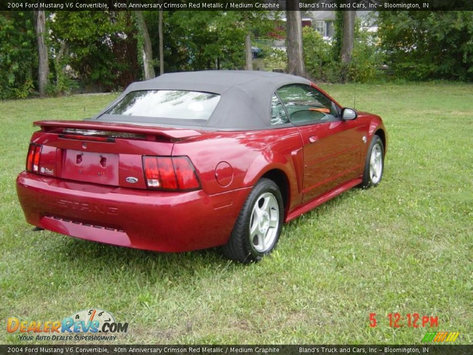 2004 Ford Mustang V6 Convertible 40th Anniversary Crimson Red Metallic / Medium Graphite Photo #5