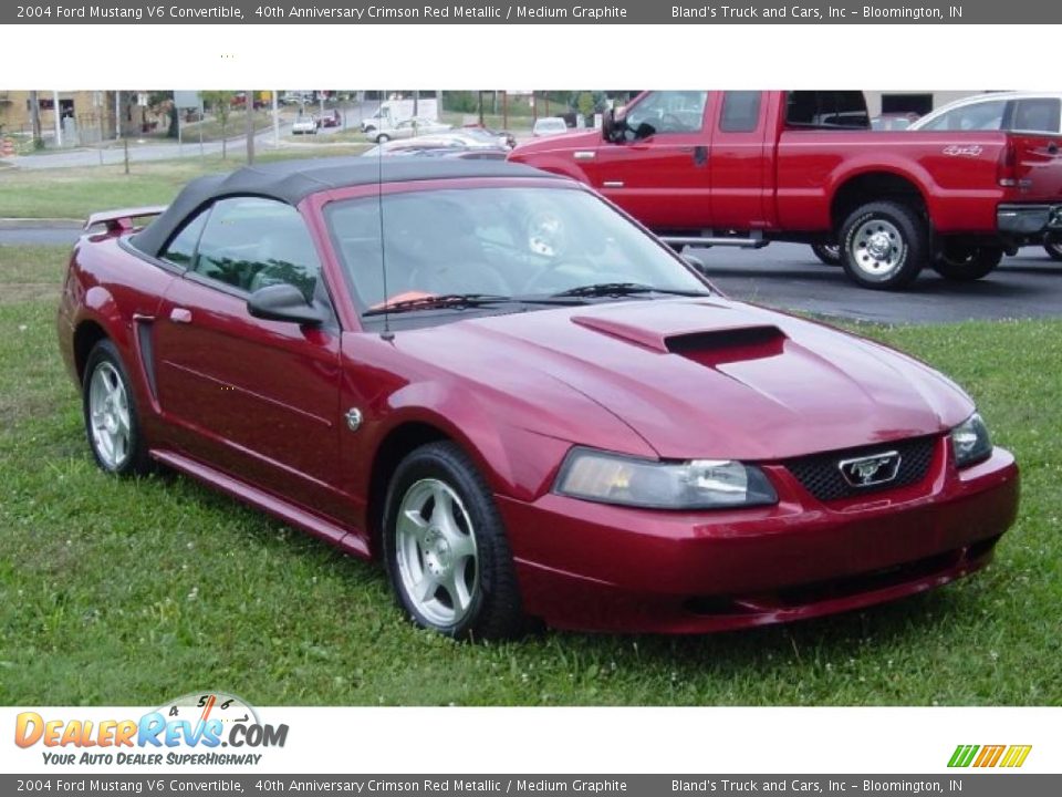 2004 Ford Mustang V6 Convertible 40th Anniversary Crimson Red Metallic / Medium Graphite Photo #7