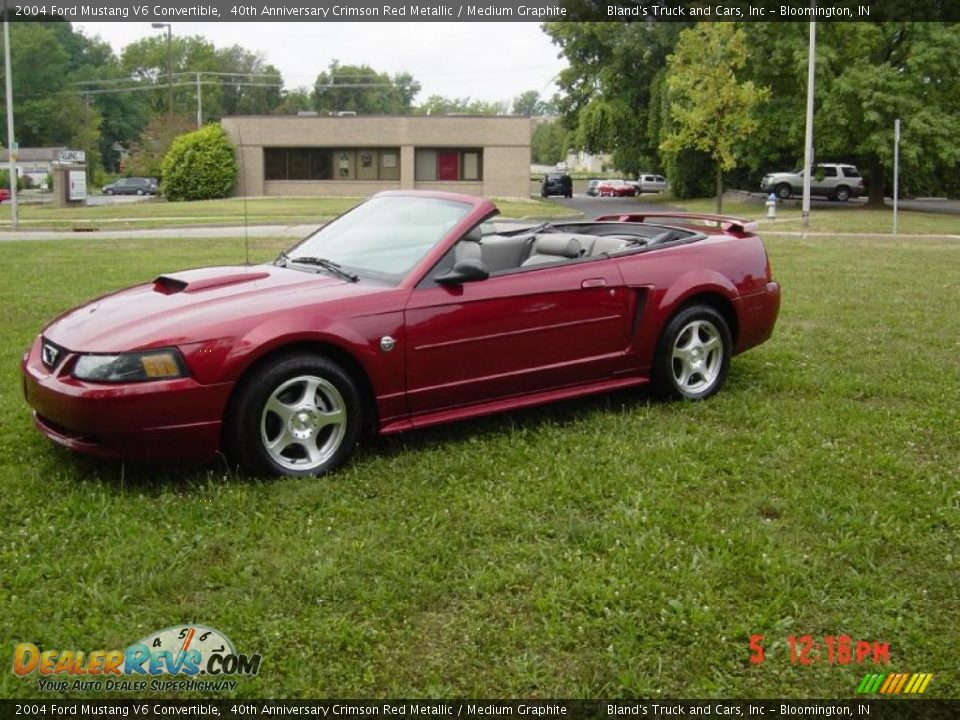 2004 Ford Mustang V6 Convertible 40th Anniversary Crimson Red Metallic / Medium Graphite Photo #9