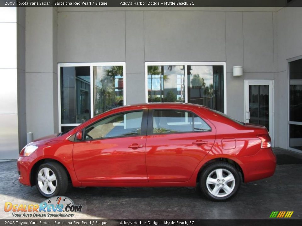 2008 Toyota Yaris Sedan Barcelona Red Pearl / Bisque Photo #2