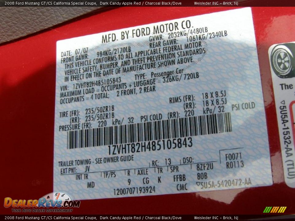 2008 Ford Mustang GT/CS California Special Coupe Dark Candy Apple Red / Charcoal Black/Dove Photo #16