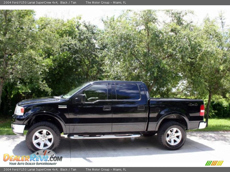 2004 Ford F150 Lariat SuperCrew 4x4 Black / Tan Photo #3