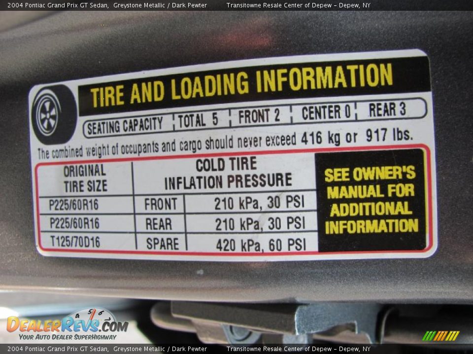 2004 Pontiac Grand Prix GT Sedan Greystone Metallic / Dark Pewter Photo #27
