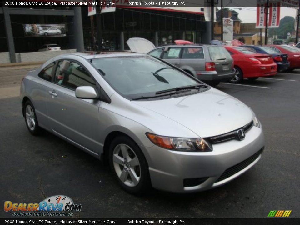 2008 Honda Civic EX Coupe Alabaster Silver Metallic / Gray Photo #6