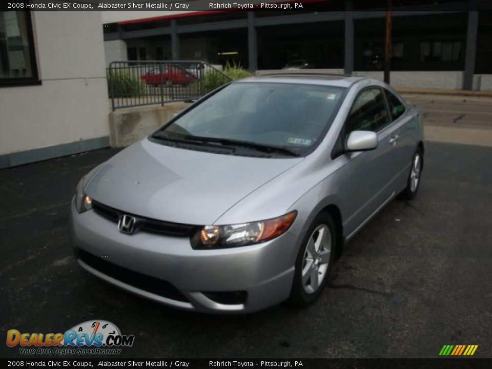 2008 Honda Civic EX Coupe Alabaster Silver Metallic / Gray Photo #11