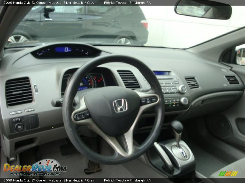 2008 Honda Civic EX Coupe Alabaster Silver Metallic / Gray Photo #14