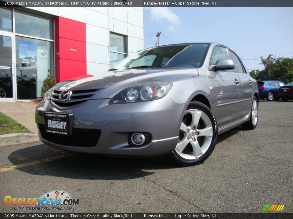 2005 Mazda MAZDA3 s Hatchback Titanium Gray Metallic / Black/Red Photo #1