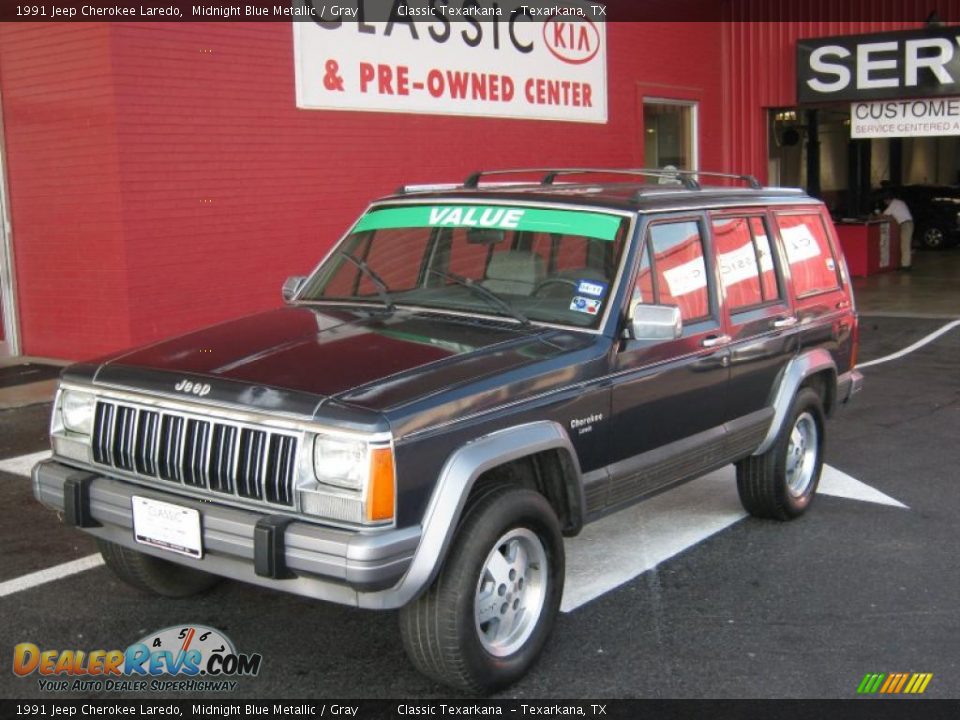 1991 Jeep Cherokee Laredo Midnight Blue Metallic / Gray Photo #1