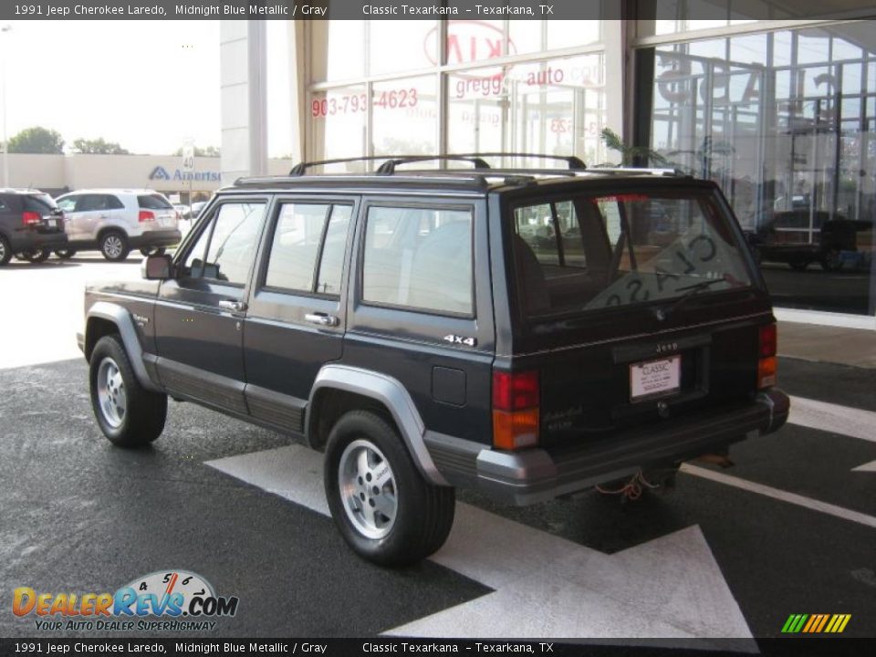 1991 Jeep Cherokee Laredo Midnight Blue Metallic / Gray Photo #3