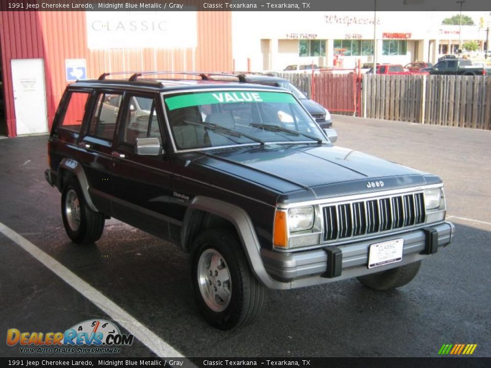 1991 Jeep Cherokee Laredo Midnight Blue Metallic / Gray Photo #7