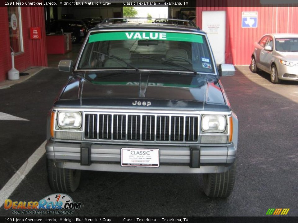 1991 Jeep Cherokee Laredo Midnight Blue Metallic / Gray Photo #8