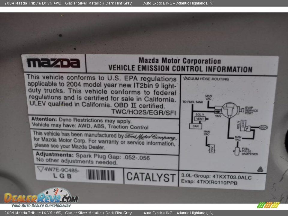 2004 Mazda Tribute LX V6 4WD Glacier Silver Metallic / Dark Flint Grey Photo #34