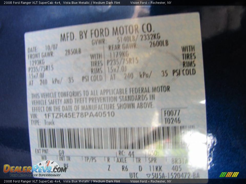 2008 Ford Ranger XLT SuperCab 4x4 Vista Blue Metallic / Medium Dark Flint Photo #31
