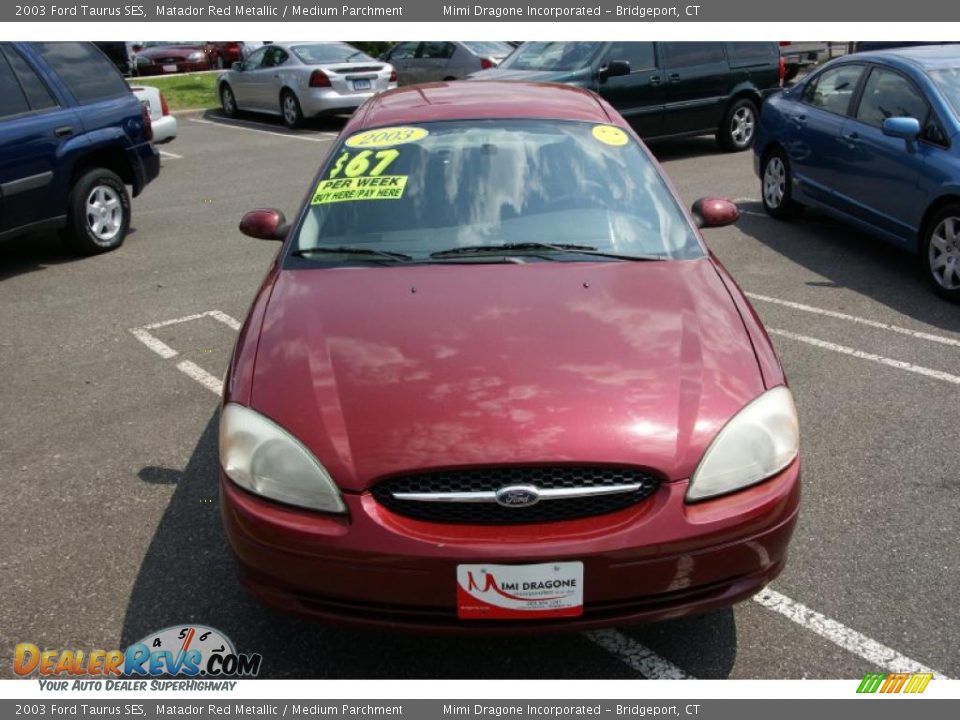 2003 Ford Taurus SES Matador Red Metallic / Medium Parchment Photo #2